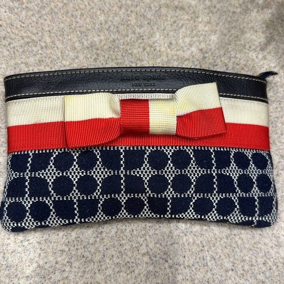 Kate Spade Chrissy Wristlet Red/White and blue w/ bow (no strap) - Picture 10 of 13